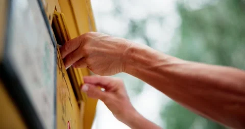 Postbox Envelope Mail Delivery. Inserting Letter Video stock 244958551