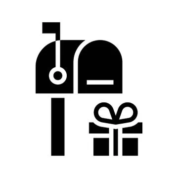 Postbox with Gift box vector illustration, solid style icon 스톡 일러스트
