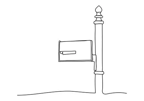 Postbox one line drawing. Vector illustration. Stock Illustration