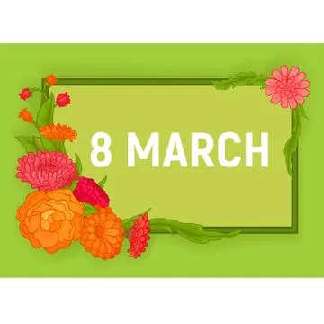 Postcard from 8 March. Stock Illustration