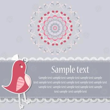 Postcard with a bird and Oriental pattern Stock Illustration