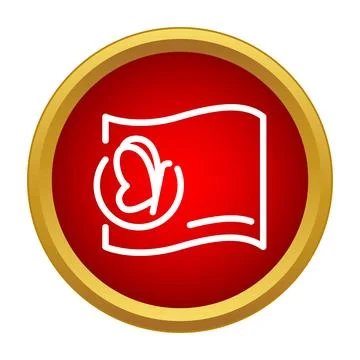 Postcard with butterfly inside a red circle icon Stock Illustration