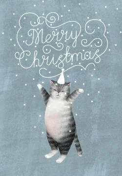 Postcard with cat Stock Illustration