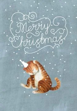 Postcard with cat Stock Illustration