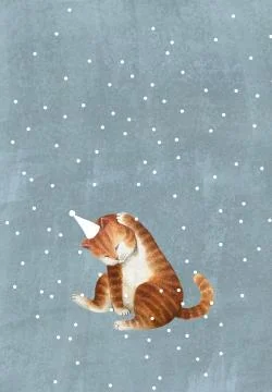 Postcard with cat Stock Illustration