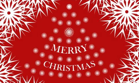Postcard Christmas pattern white on red Merry Christmas, Art &amp; Illustration Stock Illustration