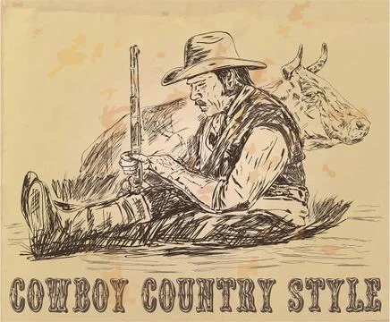 Postcard cowboy is sleeping Stock Illustration