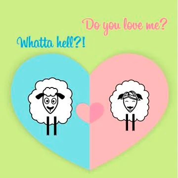 Postcard cute lamb Stock Illustration