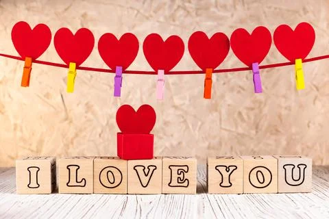 Postcard with a declaration of love, copy space, use as background Stock Photos