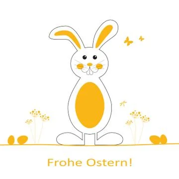 Postcard design with cute bunny character wishing Happy Easter day in German 스톡 일러스트