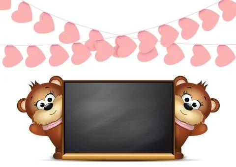 Postcard design template. Two teddy bears. Stock Illustration