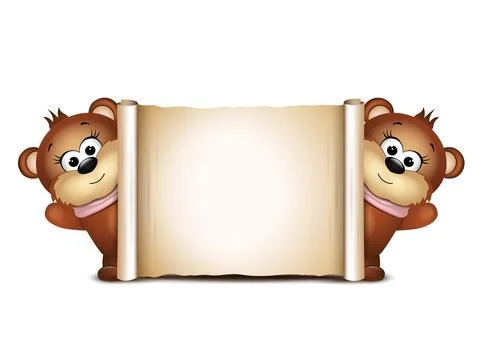 Postcard design template. Two teddy bears. Stock Illustration