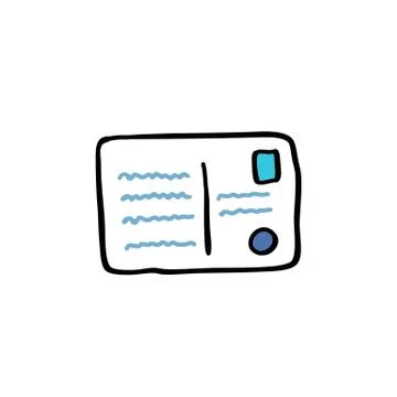 Postcard doodle icon, vector color line illustration Stock Illustration