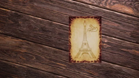 Postcard drawing of the Eiffel tower, symbol of Paris and France. Line art Stock Footage 195338164