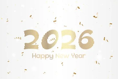 Postcard featuring the numbers 2026 with Happy New Year on a white background Stock Illustration