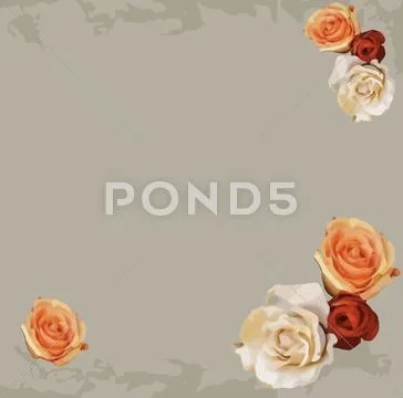 Postcard with floral pattern on grey silk background Stock Illustration