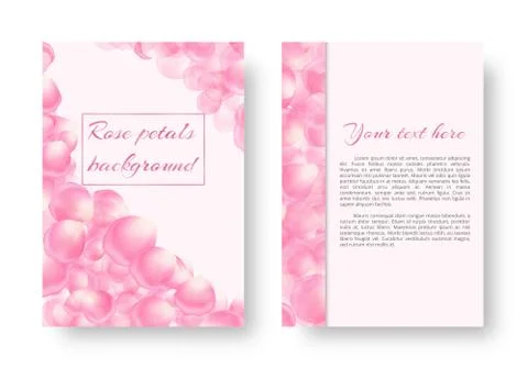 Postcard with a frame of rose petals Illustrazione stock