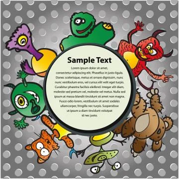 Postcard with funny monsters Illustrazione stock