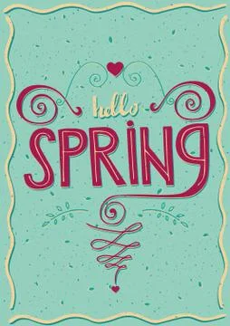 Postcard Hello spring Illustrazione stock