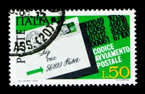 Postcard highlighted the postcode, Introduction of Postal Code serie, circa 1 Stock Photos