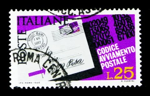 Postcard highlighted the postcode, Introduction of Postal Code serie, circa 1 Stock Photos