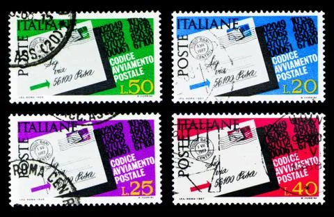 Postcard highlighted the postcode, Introduction of Postal Code serie, circa 1 Stock Photos