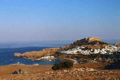 A postcard from Lindos Stock Photos