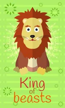 Postcard. The lion king of beasts Illustrazione stock