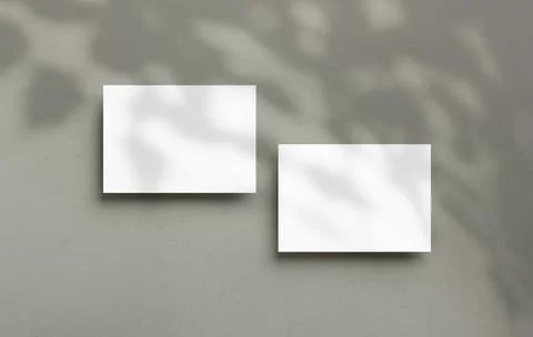 Postcard mockup empty double sided template with overlay shadow on a textured Stock Photos