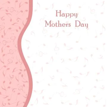 Postcard with musical notes. Pink background vector. Ticket for Mothers Day. Illustrazione stock