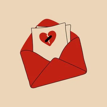 Postcard with no text inside with a broken heart sign Illustrazione stock
