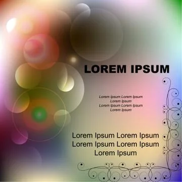 Postcard with openwork frame and transparent circles on colored background Stock Illustration