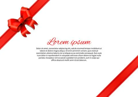 Postcard with red bow and text template Stock Illustration