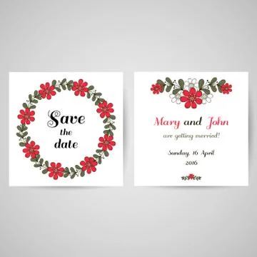 Postcard Red Wreath Stock Illustration