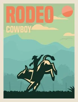 Postcard Rodeo Cowboy Stock Illustration