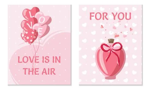 Postcard Set. Cute vector illustration in cartoon style. Trendy modern Stock Illustration