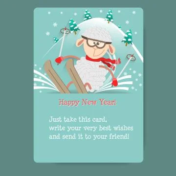 Postcard sheep イラスト素材