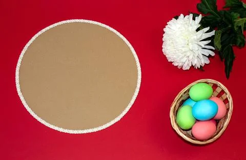 Postcard template for Easter banner with a place for an inscription Stock Photos