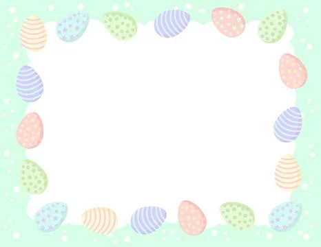 Postcard template with Easter eggs in pastel colors. Printable stationary moc Stock Illustration