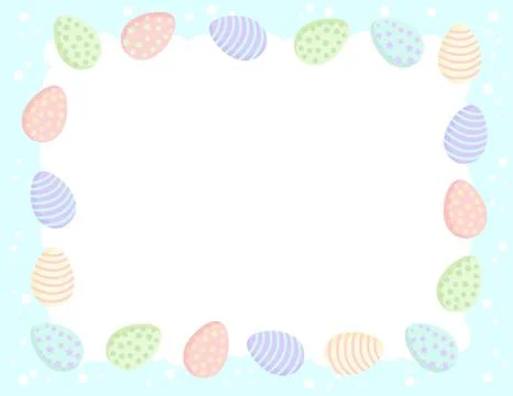 Postcard template with Easter eggs in pastel colors. Printable stationary moc Stock Illustration