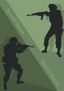 Postcard, template with the image of the forces of force. Stock Illustration