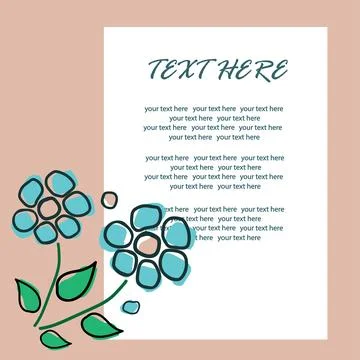 Postcard for text with the image of blue flowers. Stock Illustration