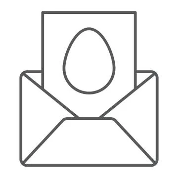 Postcard thin line icon, greeting and card, easter card sign, vector graphics, a Stock Illustration
