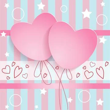 Postcard two hearts Stock Illustration