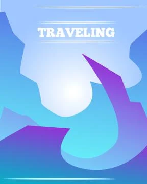 Postcard vector background - gradient flat design - traveling poster Stock Illustration