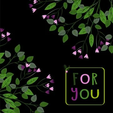 Postcard, vector flower decoration design Cute envelope with flowers, plant.. Stock Illustration
