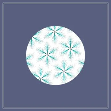 Postcard with white round circle of six-pointed stars with thin branches in i Stock Illustration