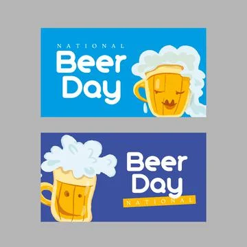 Postcards and banners for National Beer Day 스톡 일러스트