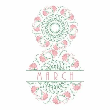 For postcards from March 8. Beautiful composition of flowers. Stock Illustration