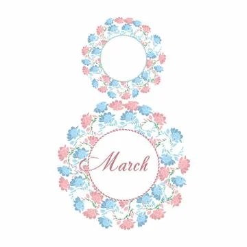 For postcards from March 8. Beautiful composition of flowers. Stock Illustration